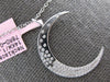 LARGE .23CT DIAMOND 14KT WHITE GOLD ETOILE MOON CRESCENT LOVE FLOATING PENDANT