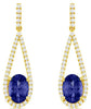 ESTATE LARGE 2.0CT DIAMOND & AAA TANZANITE 14K YELLOW GOLD OVAL & ROUND EARRINGS