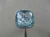 ESTATE LARGE 5.42CT DIAMOND & AAA BLUE TOPAZ 14K WHITE GOLD SQUARE FILIGREE RING