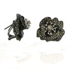 LARGE 1.91CT MULTI COLOR DIAMOND 18KT BLACK GOLD 3D FLOWER ROSE CLIP ON EARRINGS