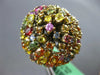 ESTATE EXTRA LARGE 7.0CT AAA MULTI COLOR SAPPHIRE 18K YELLOW GOLD 3D FLOWER RING