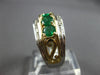 ESTATE WIDE 1.50CT DIAMOND & AAA EMERALD 14K 2 TONE GOLD ANNIVERSARY RING #27876