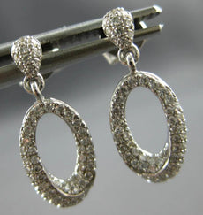 ESTATE .31CT DIAMOND 14KT WHITE GOLD 3D CLASSIC OPEN OVAL FUN HANGING EARRINGS