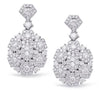 ESTATE LARGE 1.43CT DIAMOND 14KT WHITE GOLD 3D MULTI FLOWER FUN HANGING EARRINGS