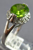 LARGE 2.85CT DIAMOND & AAA PERIDOT 14KT WHITE GOLD OVAL & ROUND FRIENDSHIP RING