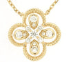 ESTATE .26CT DIAMOND 14KT YELLOW GOLD 3D FLOWER CLOVER FUN LOVE NECKLACE