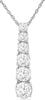 ESTATE .60CT DIAMOND 14KT WHITE GOLD ROUND 6 STONE JOURNEY BAR FLOATING PENDANT