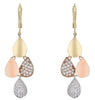 .75CT DIAMOND 14KT TRI COLOR GOLD CLUSTER MULTI LEAF TEAR DROP HANGING EARRINGS