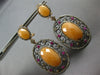 30.46CT MOCHA DIAMOND PINK SAPPHIRE & ORANGE AGATE 14K ROSE BLACK GOLD EARRINGS