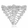 ESTATE LARGE 1.62CT DIAMOND 18KT WHITE GOLD 3D FLOWER DOUBLE CROWN FUN RING