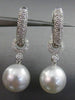 ESTATE LARGE .49CT DIAMOND 18KT WHITE GOLD SOUTH SEA PEARL PAVE ETOILE EARRINGS