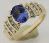 Estate 1.72Ct Diamond & AAA Tanzanite 14Kt Yellow Gold 3D Oval & Round Engagement Ring