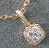 ESTATE .25CT DIAMOND 14KT ROSE GOLD 3D CLUSTER SQUARE HALO CLASSIC PENDANT