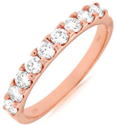 .65CT DIAMOND 14KT ROSE GOLD ROUND 9 STONE SHARE PRONG ETERNITY ANNIVERSARY RING