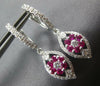 ESTATE 1.52CT DIAMOND & AAA RUBY 18KT WHITE GOLD MARQUISE SHAPE HANGING EARRINGS