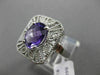 ANTIQUE LARGE 2.48CT DIAMOND & AAA AMETHYST 14KT WHITE GOLD FILIGREE FLORAL RING