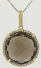 LARGE 12.05CT DIAMOND & AAA SMOKEY TOPAZ 14KT YELLOW GOLD 3D ROUND HALO PENDANT