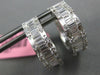 WIDE 1.3CT DIAMOND 18K WHITE GOLD ROUND & BAGUETTE HOOP HUGGIE HANGING EARRINGS