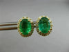 ESTATE 2.12CT DIAMOND & AAA EMERALD 14KT YELLOW GOLD 3D OVAL HALO STUD EARRINGS