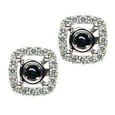 ESTATE .57CT DIAMOND 18KT WHITE GOLD 3D ROUND & SQUARE CLASSIC JACKET EARRINGS