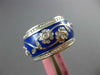 WIDE 1.23CT DIAMOND & BLUE ENAMEL 18KT WHITE GOLD MULTI FLOWER ETERNITY FUN RING