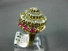 ANTIQUE LARGE 1.40CT DIAMOND & AAA RUBY 14KT TWO TONE GOLD COCKTAIL RING #23391