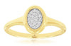 ESTATE .10CT DIAMOND 14KT YELLOW GOLD 3D ROUND CLASSIC PAVE OVAL BEZEL FUN RING