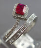 .80CT DIAMOND & AAA RUBY 14KT WHITE GOLD 3D EMERALD CUT & ROUND SQUARE LOVE RING