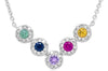 .50CT DIAMOND & AAA MULTI COLOR SAPPHIRE 14K WHITE GOLD 3D MULTI FLOWER NECKLACE