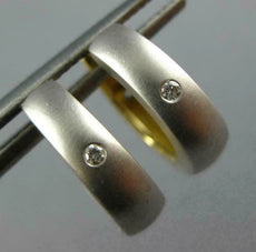 .08CT DIAMOND 18KT 2 TONE GOLD MATTE & SHINY REVERSIBLE HUGGIE EARRINGS #26692