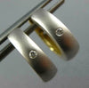 .08CT DIAMOND 18KT 2 TONE GOLD MATTE & SHINY REVERSIBLE HUGGIE EARRINGS #26692
