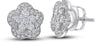 ESTATE .40CT DIAMOND 14KT WHITE GOLD 3D FLOWER HALO SCREWBACK STUD EARRINGS