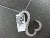 ESTATE 1.36CT DIAMOND 14K WHITE GOLD DOUBLE HEART INFINITY LOVE FLOATING PENDANT