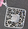 ESTATE LARGE .97CT DIAMOND 18K WHITE GOLD ROUND & PRINCESS SQUARE FLOWER PENDANT