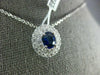 ESTATE 1.15CT DIAMOND & AAA SAPPHIRE 18KT WHITE GOLD 3D OVAL DOUBLE HALO PENDANT