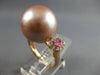 EXTRA LARGE .58CT DIAMOND & PINK SAPPHIRE & SOUTH SEA PEARL 18KT ROSE GOLD RING