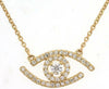 ESTATE .24CT DIAMOND 14KT YELLOW GOLD 3D ROUND EVIL EYE FUN LUCKY NECKLACE