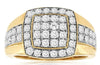 ESTATE LARGE 1.50CT DIAMOND 14KT WHITE & YELLOW GOLD 3D CLUSTER SQUARE MENS RING