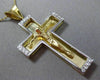 ESTATE LARGE .35CT DIAMOND 14KT TWO TONE GOLD 3 DIMENSION CROSS PENDANT #9875
