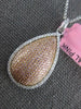 LARGE 1.05CT WHITE & PINK DIAMOND 18KT WHITE GOLD 3D TEAR DROP FLOATING PENDANT