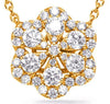 ESTATE .69CT DIAMOND 14KT YELLOW GOLD 3D CLASSIC FLOWER LOVE NECKLACE