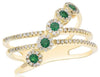 .49CT DIAMOND & AAA EMERALD 14KT YELLOW GOLD MULTI FLOWER CRISS CROSS LOVE RING