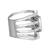 EXTRA LARGE 1.86CT DIAMOND 18K WHITE GOLD ROUND & BAGUETTE MULTI ROW SQUARE RING