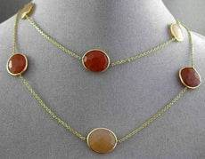 ANTIQUE EXTRA LONG 14KT YELLOW GOLD AAA MULTI FACET AGATE BY THE YARD NECKLACE