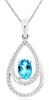 .69CT DIAMOND & AAA BLUE TOPAZ 14KT WHITE GOLD 3D OVAL & ROUND FLOATING PENDANT