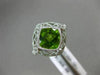 WIDE 2.34CT DIAMOND & AAA PERIDOT 14K WHITE GOLD SQUARE FILIGREE ETOILE FUN RING