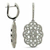 ESTATE LARGE 1.39CT DIAMOND 18K WHITE GOLD FLOWER OPEN FILIGREE HANGING EARRINGS