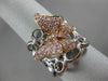 ESTATE LARGE .58CT WHITE & PINK DIAMOND 18KT WHITE & ROSE GOLD 3D BUTTERFLY RING
