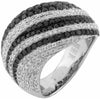 ESTATE 2.22CT WHITE & BLACK DIAMOND 14KT WHITE GOLD 3D MULTI ROW SWIRL LOVE RING