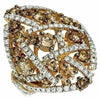 ESTATE LARGE 3.03CT WHITE & CHOCOLATE FANCY DIAMOND 14K ROSE GOLD 3D ETOILE RING